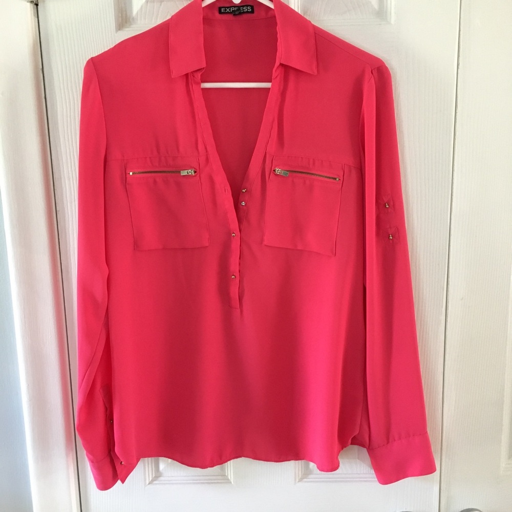 Express Portofino Blouse- Pink (Women’s Small)